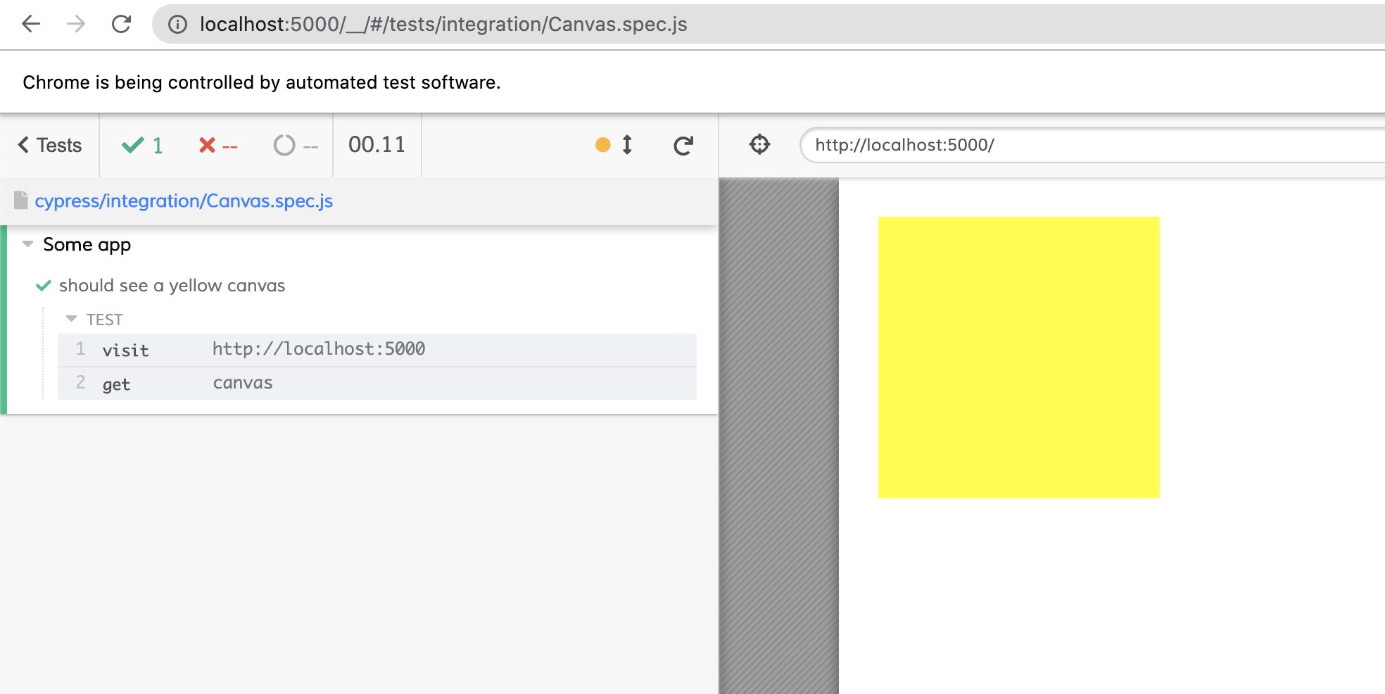 Cypress test canvas dummy test