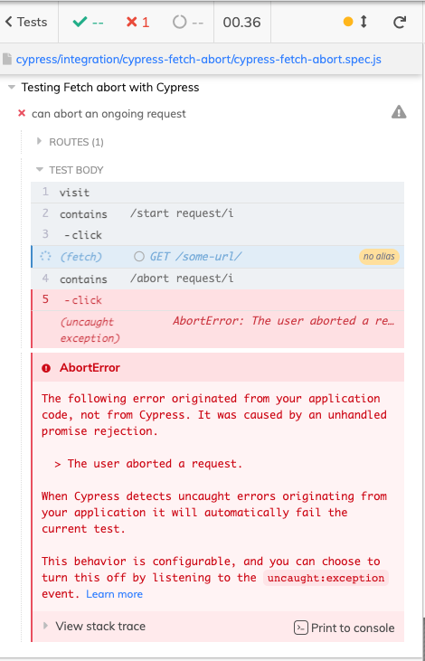 (uncaught exception) AbortError: The user aborted a request.